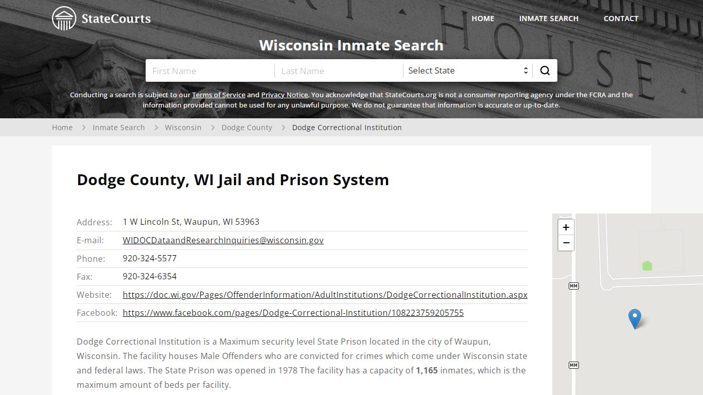 Dodge Correctional Institution Inmate Records Search ...