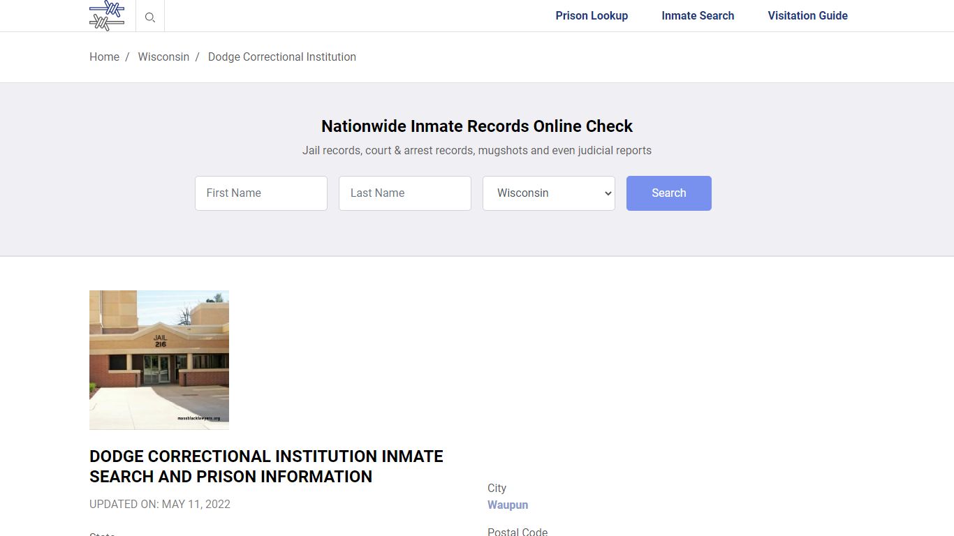 Dodge Correctional Institution Inmate Search, Visitation ...