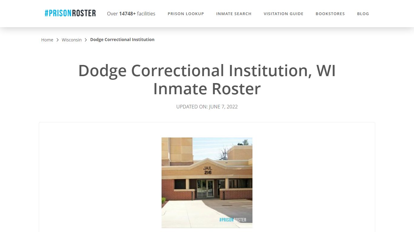 Dodge Correctional Institution, WI Inmate Roster